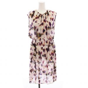 シアー ワンピース ロング ノースリーブ 総柄 38 マルチカラー /YM MU