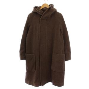 フーテッドコート ロング ジップアップ ウール L 茶 ZU23FA934 /BM MU