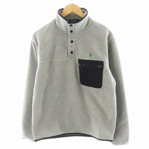フリースジャケット プルオーバー ハーフスナップ 刺繍 S グレー 710814529004 /AN19