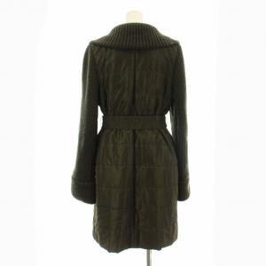 EPOCA 中綿コート ロング ニット切替 ジップアップ ウール ベルト付き IT40 カーキ 茶 ブラウン KA102-053-78