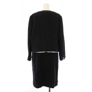 23区 セットアップ ノーカラージャケット ワンピース 七分袖 ひざ丈 ラメ ナイロン ウール 大きいサイズ 48