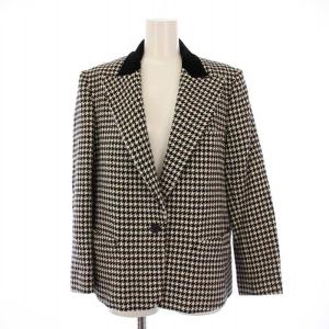 テーラードジャケット 総裏地 シングル 1B 千鳥格子 ウール 48 白 黒 /BM MU