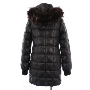 DUVETICA CIRENE ダウンコート ロング フード ジップアップ ラクーンファー ナイロン 38 黒 /BM BM