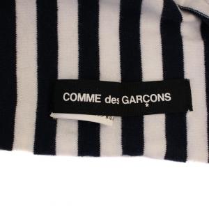 COMME des GARCONS ストール マフラー ストライプ柄 ロゴ 白 紺 GE-K401 /BM MU
