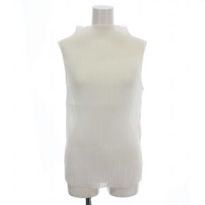 プリーツリブカットソー 31-109-13-060324 ノースリーブ ハイネック F 白 ホワイト /G