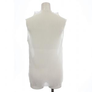 ESTNATION プリーツリブカットソー 31-109-13-060324 ノースリーブ ハイネック F 白 ホワイト /G