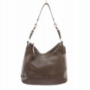 ワンショルダーバッグ トートバグ レザー チャーム付き 茶 ブラウン 8E98 /KU BM