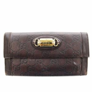 長財布 146199 シマレザー GG 二つ折り 茶 ブラウン /G BM