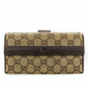 長財布 131852 GGキャンバス 二つ折り ベージュ 茶 /G BM