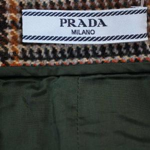 PRADA ラップスカート APD1 2020 1226 ウール カシミヤ混 千鳥格子 ひざ丈 36 茶 グレー /G