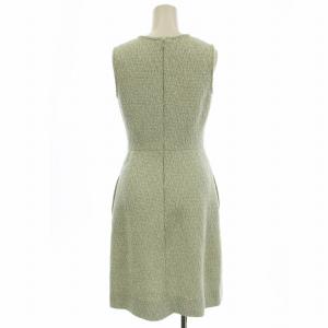 VALENTINO ツイード ノースリーブ ワンピース EB3V20E ひざ丈 38 ミントグリーン 白 /G BM