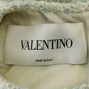 VALENTINO ツイード ノースリーブ ワンピース EB3V20E ひざ丈 38 ミントグリーン 白 /G BM