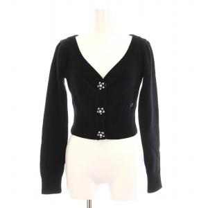 カーディガン ニット ショート丈 ビジュー 長袖 36 黒 17I-A044-7081 /YM BM