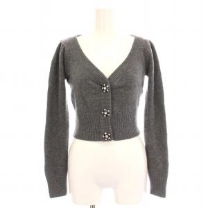 カーディガン ニット ショート丈 ビジュー 長袖 36 グレー 17I-A044-7081 /YM BM