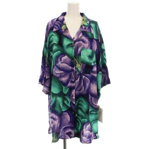 半袖 シャツ 260309 花柄 F 紫 パープル /G MU