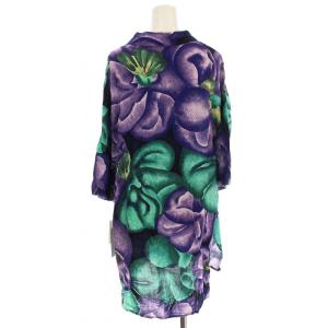 伊太利屋 半袖 シャツ 260309 花柄 F 紫 パープル /G MU