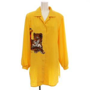 シャツ ブラウス アニマル柄 長袖 F 黄色 イエロー /G MU