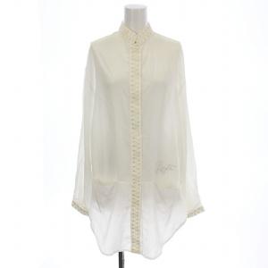 スタンドカラー シャツ 674680 ブラウス 長袖 ラインストーン 11 白 ホワイト /G MU