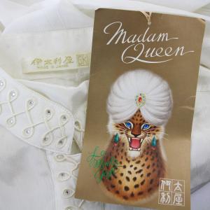 伊太利屋 スタンドカラー シャツ 674680 ブラウス 長袖 ラインストーン 11 白 ホワイト /G MU