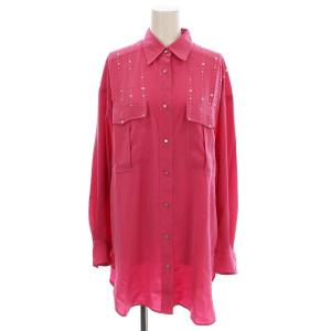 シャツ 220637 ブラウス ラインストーン 長袖 F ピンク /G MU