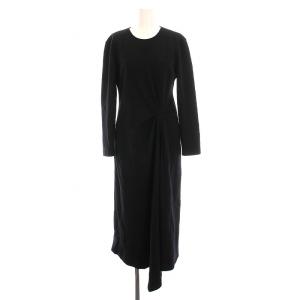 SMOOTH JERSEY TUCK DRESS ワンピース ロング 長袖 2 黒 01-0405203-050-702