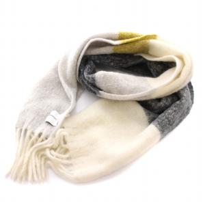 マフラー ストール グレー 白 黄色 /YM BM