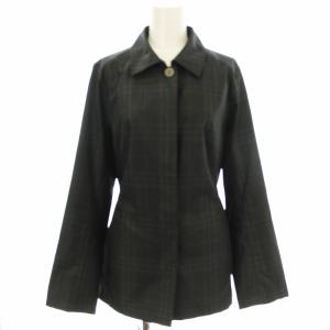 ナイロン ステンカラーコート FCB69-069 チェック柄 ハーフ丈 ジャケット 13 黒 ブラック