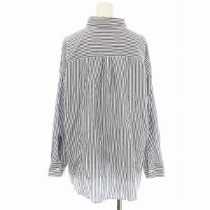 23区 ハーフボタン シャツ NM0305 大きめサイズ ブラウス 長袖 ストライプ 48 青 ブルー /G MU