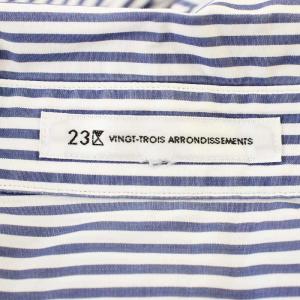 23区 ハーフボタン シャツ NM0305 大きめサイズ ブラウス 長袖 ストライプ 48 青 ブルー /G MU