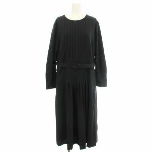 ワンピース BS0109 大きめサイズ ロング 長袖 ベルト付 48 ネイビー 濃紺 /G MU