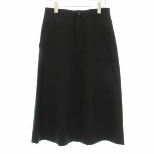 AD2012 台形スカート ミモレ ロング ジップフライ ウール S 黒 ブラック RU-S032 /KU