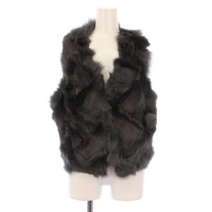ベスト ジャケット Vネック ニット切替 フォックスファー 3L グレー /BM BM