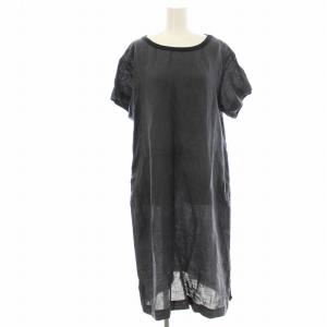 リネン ワンピース 589-7157003 半袖 ヒザ下 麻 F ネイビー 紺 /G BM