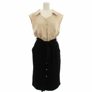 ノースリーブ ワンピース 49260230 シャツワンピース ロング 1 ベージュ 黒 ブラック /G