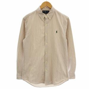 ボタンダウン シャツ 7935756 ストライプ 長袖 M ダークピンク 緑 /G MU