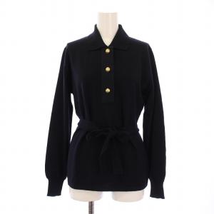 ポロニット セーター 長袖 ウエストリボン ウール S 黒 /BM BM