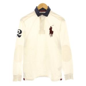 CUSTOM FIT ポロシャツ カットソー 長袖 ビッグポニー 刺繍 S 白 ホワイト 1252195