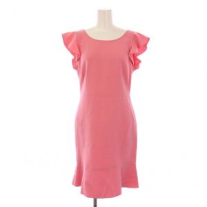 ワンピース ひざ丈 半袖 フリル ウール I42 ピンク /BM BM