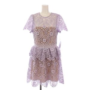 ワンピース ひざ丈 半袖 総レース 6 紫 SS23-128S-L /BM BM