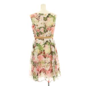 TOCCA POINT NEUF ドレス ワンピース フレア ひざ丈 ノースリーブ 花柄 シフォン ピンク マルチカラー