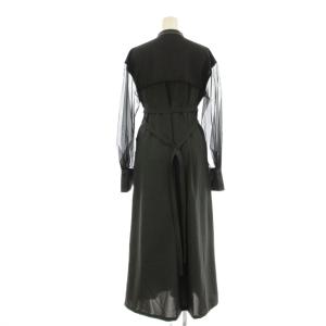 UNITED TOKYO UNITEDTOKYO 23SS シアーコンビミリワンピース フレア ロング マキシ 長袖 バンドカラー デザイン 2 グレー