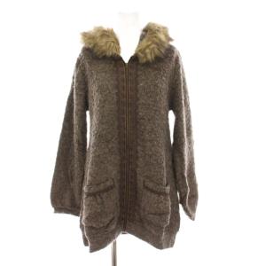 ジャケット パーカー フェイクファー レース ジップアップ M ブラウン グレー TS63X34A /YM
