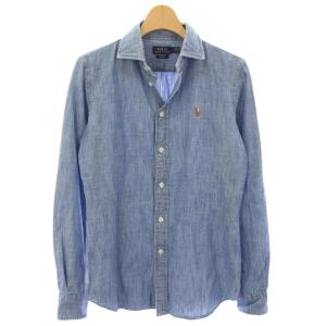 SLIM FIT ダンガリーシャツ 長袖 刺繍 4 ブルー 0200011589 /TK MU