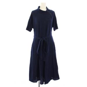 斜めボタンポロドレス ワンピース 半袖 ロング 紐付き 34 ネイビー EF5956 /TK MU