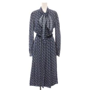 19年製 シャツワンピース 総柄 36 ネイビー