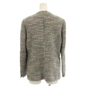 Leilian ツイードジャケット 0607495 ノーカラー ジャケット 11 黒 白 /G MU