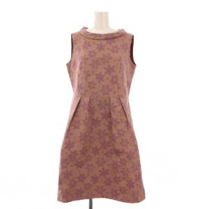 ワンピース ひざ丈 ノースリーブ 花柄 42 紫 ピンク /BM MU