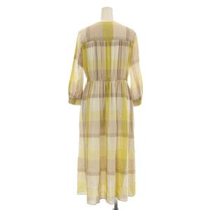 BLUE LABEL CRESTBRIDGE チェックシャツワンピース 55J12-769-61 ワンピース ロング 七分袖 36 黄色 ベージュ /G