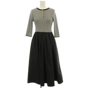 2WAY ドッキングワンピース 22166860 ワンピース ロング ニット切替 七分袖 1 黒 ブラック