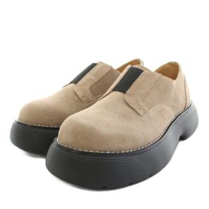 オーバーサイズスリッポン シューズ 厚底 スエード ラバー 保存箱付き 2 茶 ブラウン 黒 ブラック